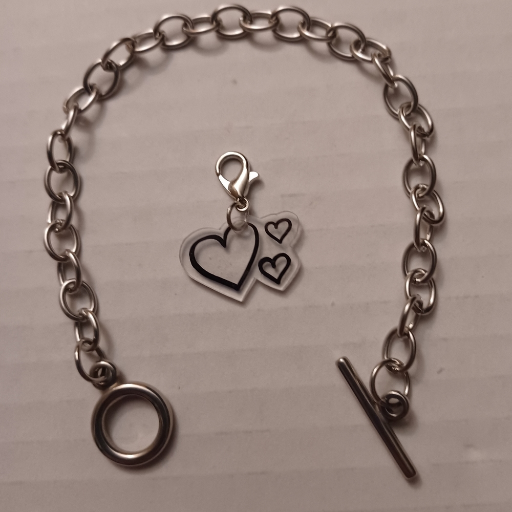 4/$60 New Toggle Charm Bracelet with Hearts Charm - Hand-Made Charm
